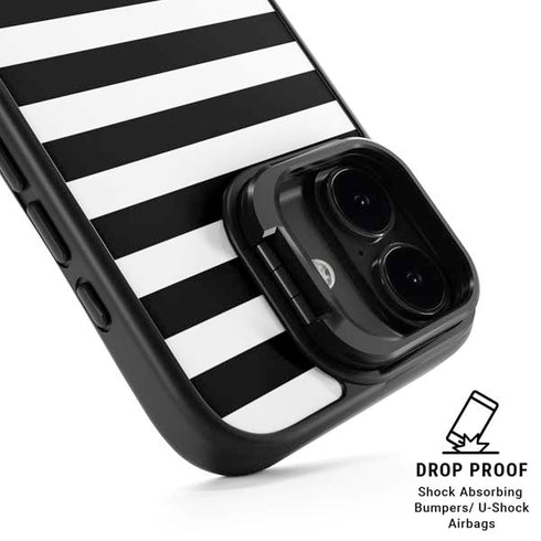 White and Black Stripes iPhone 17 Kickstand Case