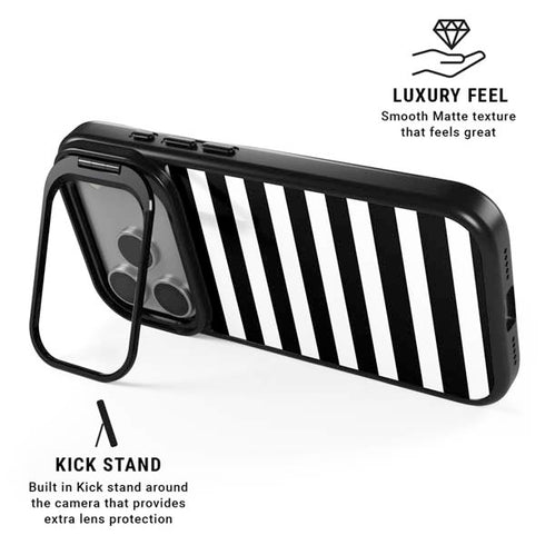 White and Black Stripes iPhone 17 Pro Max Kickstand Case