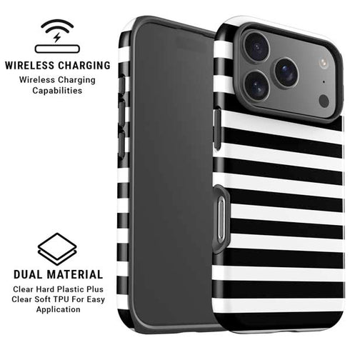 White and Black Stripes iPhone 17 Pro Max Magsafe Impact Case