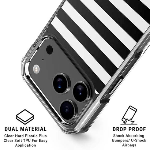 White and Black Stripes iPhone 18 Pro Clear Case