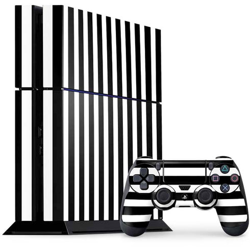 White and Black Stripes PlayStation PS4 Skins