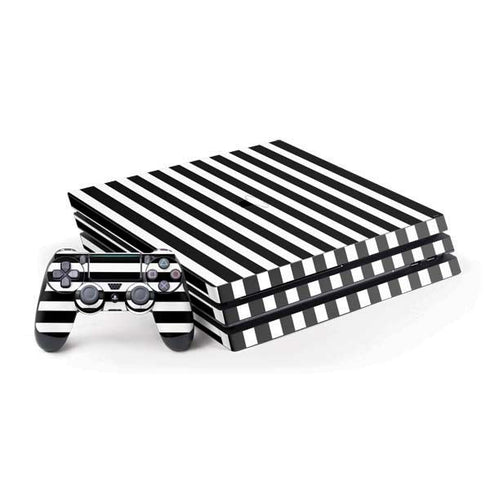 White and Black Stripes PlayStation PS4 Skins