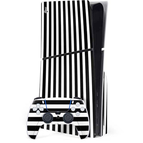 White and Black Stripes PlayStation PS5 Skins