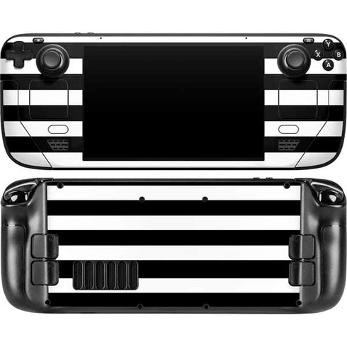 White and Black Stripes Steam Deck Handheld Gaming Computer OLED Skin