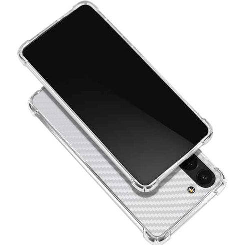 White Carbon Fiber Specialty Texture Material Galaxy S24 FE Clear Case