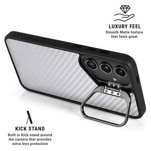 White Carbon Fiber Specialty Texture Material Galaxy S25 Kickstand Case