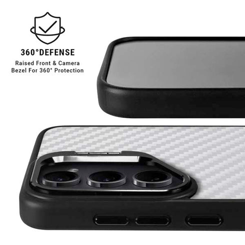 White Carbon Fiber Specialty Texture Material Galaxy S25 Kickstand Case