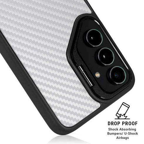 White Carbon Fiber Specialty Texture Material Galaxy S25 Kickstand Case