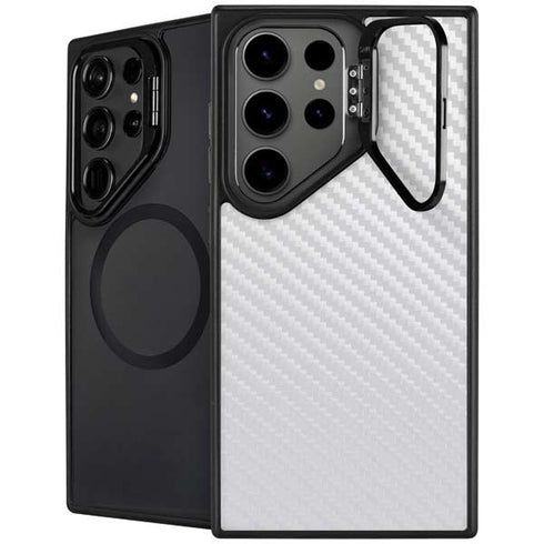 White Carbon Fiber Specialty Texture Material Galaxy S24 Ultra Kickstand Case
