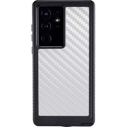 White Carbon Fiber Specialty Texture Material Galaxy S24 Ultra Waterproof Case