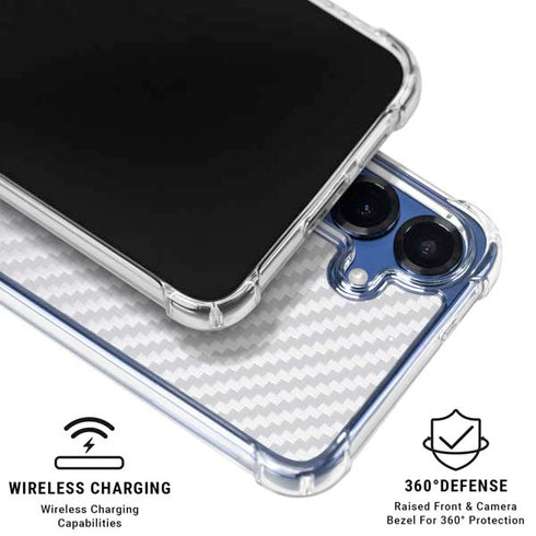White Carbon Fiber Specialty Texture Material Galaxy S25 Plus Clear Case