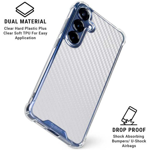 White Carbon Fiber Specialty Texture Material Galaxy S25 Plus Clear Case