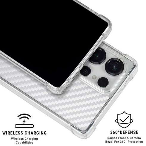 White Carbon Fiber Specialty Texture Material Galaxy S25 Ultra Clear Case