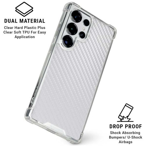 White Carbon Fiber Specialty Texture Material Galaxy S25 Ultra Clear Case