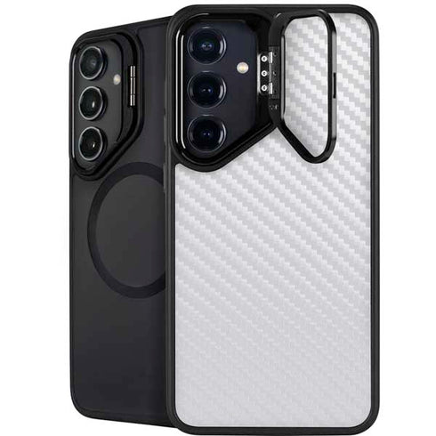 White Carbon Fiber Specialty Texture Material Galaxy S26 Kickstand Case