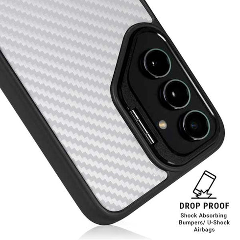 White Carbon Fiber Specialty Texture Material Galaxy S26 Kickstand Case