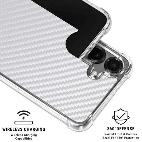 White Carbon Fiber Specialty Texture Material Galaxy S26 Plus Clear Case