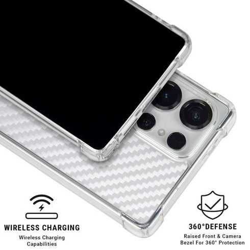 White Carbon Fiber Specialty Texture Material Galaxy S26 Ultra Clear Case