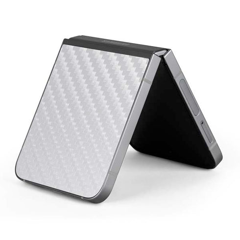 White Carbon Fiber Specialty Texture Material Galaxy Z Flip6 Skin