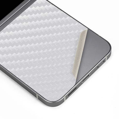 White Carbon Fiber Specialty Texture Material Galaxy Z Flip6 Skin