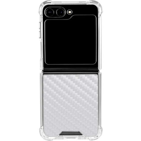 White Carbon Fiber Specialty Texture Material Galaxy Z Flip6 Clear Case