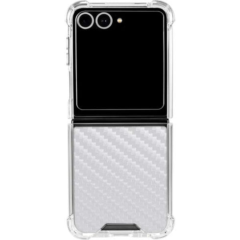 White Carbon Fiber Specialty Texture Material Galaxy Z Flip7 Clear Case