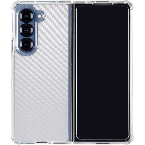 White Carbon Fiber Specialty Texture Material Galaxy Z Fold6 Clear Case