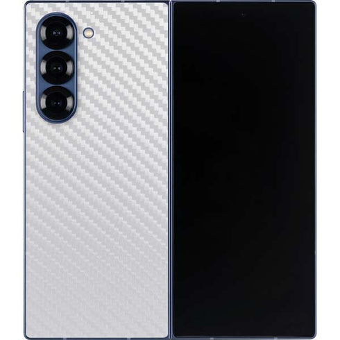 White Carbon Fiber Specialty Texture Material Galaxy Z Fold6 Skin