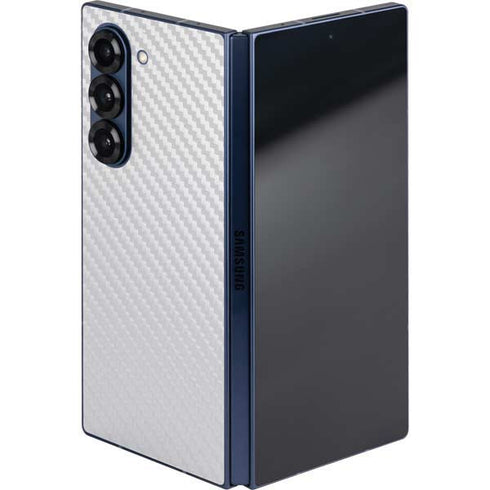 White Carbon Fiber Specialty Texture Material Galaxy Z Fold6 Skin