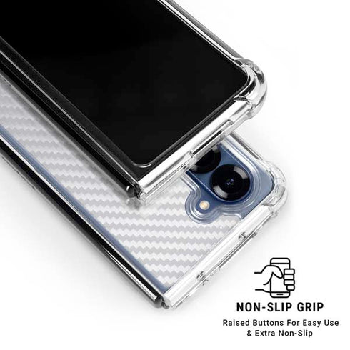 White Carbon Fiber Specialty Texture Material Galaxy Z Fold7 Clear Case
