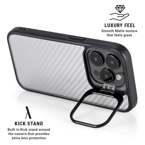White Carbon Fiber Specialty Texture Material iPhone 13 Pro Kickstand Case