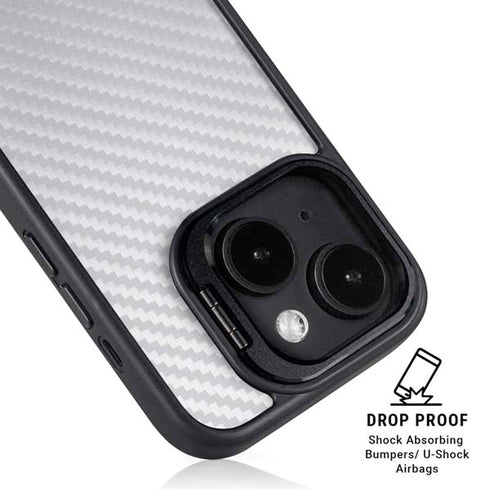 White Carbon Fiber Specialty Texture Material iPhone 14 Plus Kickstand Case