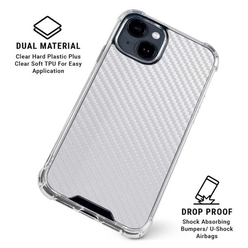 White Carbon Fiber Specialty Texture Material iPhone 15 Clear Case