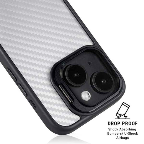 White Carbon Fiber Specialty Texture Material iPhone 15 Kickstand Case