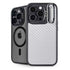 White Carbon Fiber Specialty Texture Material iPhone 15 Pro Kickstand Case