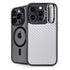 White Carbon Fiber Specialty Texture Material iPhone 15 Pro Max Kickstand Case