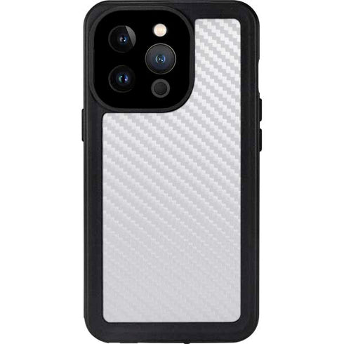 White Carbon Fiber Specialty Texture Material iPhone 15 Pro Waterproof Case