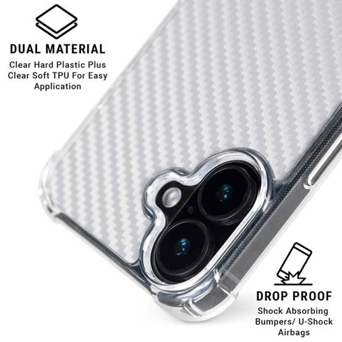 White Carbon Fiber Specialty Texture Material iPhone 16 Clear Case