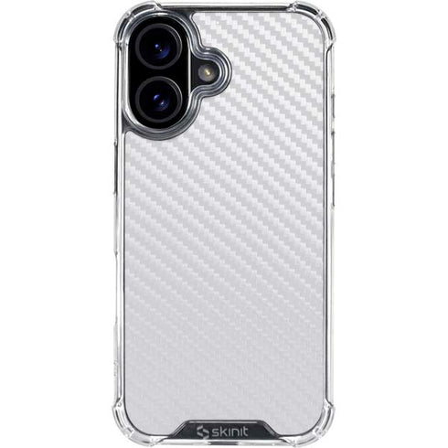 White Carbon Fiber Specialty Texture Material iPhone 16 Plus Clear Case