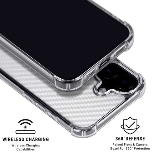 White Carbon Fiber Specialty Texture Material iPhone 16 Plus Clear Case