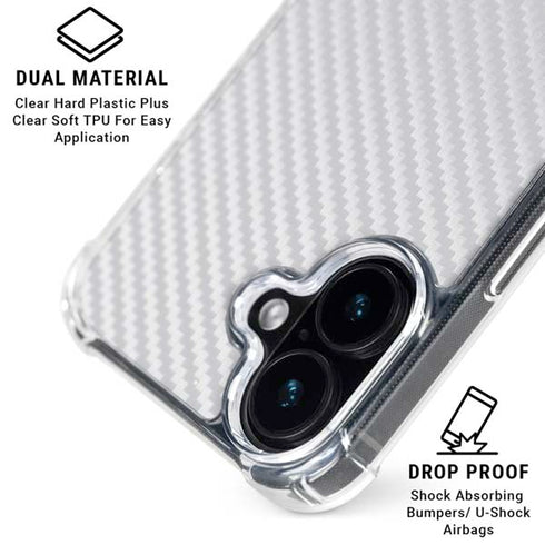 White Carbon Fiber Specialty Texture Material iPhone 16 Plus Clear Case