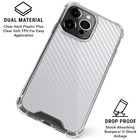 White Carbon Fiber Specialty Texture Material iPhone 16 Pro Clear Case