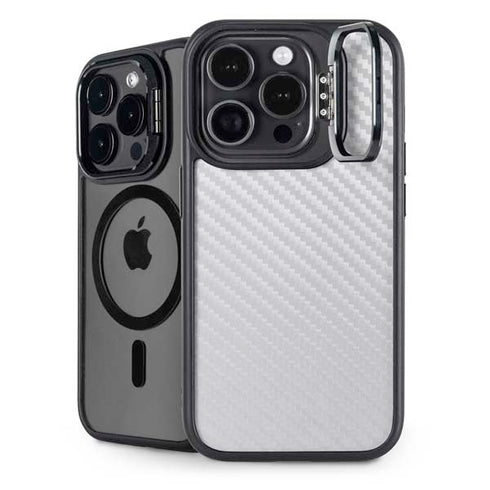 White Carbon Fiber Specialty Texture Material iPhone 16 Pro Kickstand Case