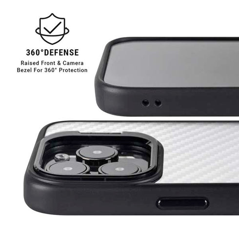 White Carbon Fiber Specialty Texture Material iPhone 16 Pro Kickstand Case