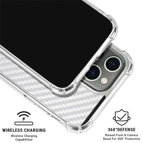 White Carbon Fiber Specialty Texture Material iPhone 16 Pro Max Clear Case