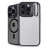 White Carbon Fiber Specialty Texture Material iPhone 16 Pro Max Kickstand Case