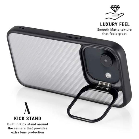 White Carbon Fiber Specialty Texture Material iPhone 16e Kickstand Case