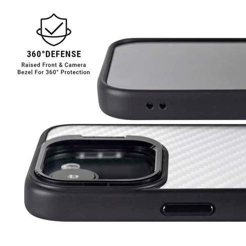 White Carbon Fiber Specialty Texture Material iPhone 16e Kickstand Case