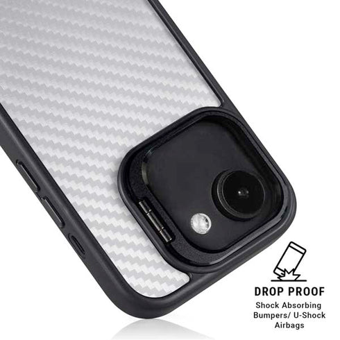 White Carbon Fiber Specialty Texture Material iPhone 16e Kickstand Case