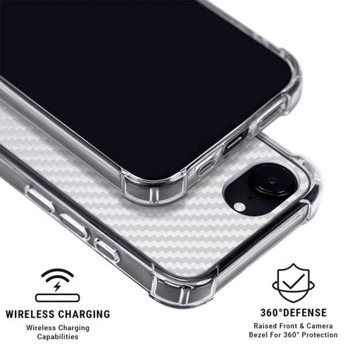 White Carbon Fiber Specialty Texture Material iPhone 16e Clear Case